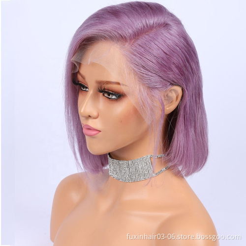 Pink Purple Red Blue Green Yellow Bob Lace Front Wigs 13x4 Pre Plucked Straight Virgin Brazilian Blonde Colored Wigs Human Hair